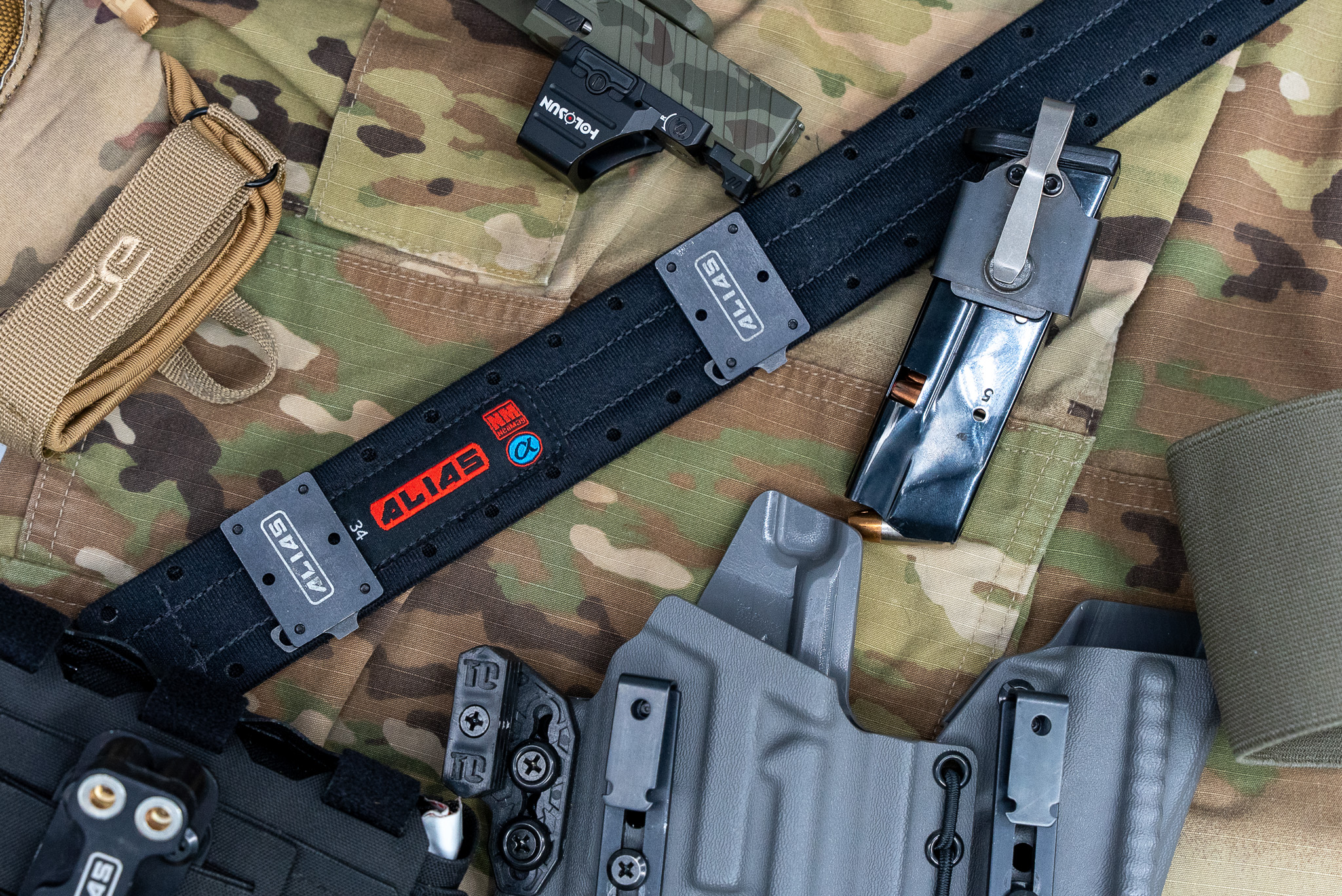 Alias Belt with Alias Belt Receivers attached and a Tier One Concealed holster with Alias holster clips.