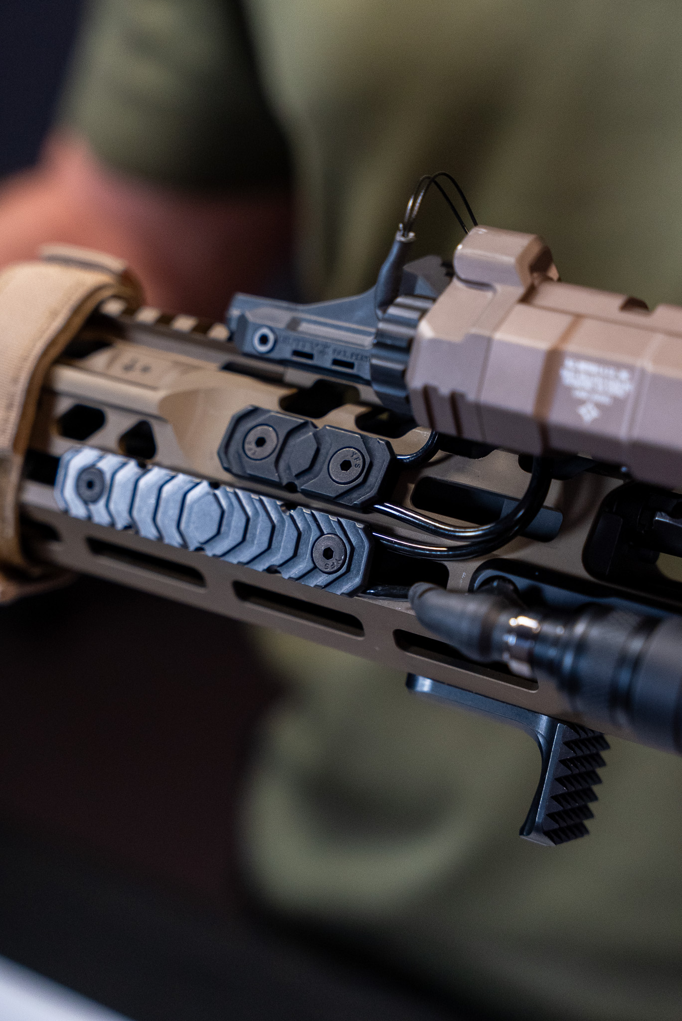 RIGS handguard covers assembled on rifle showing wire control.